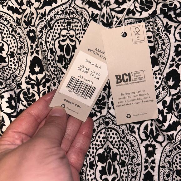 BODEN Women’s Dress Racer Neck Jersey Mini Size US 10 Black Exotic NWT D0614 - Picture 3 of 3